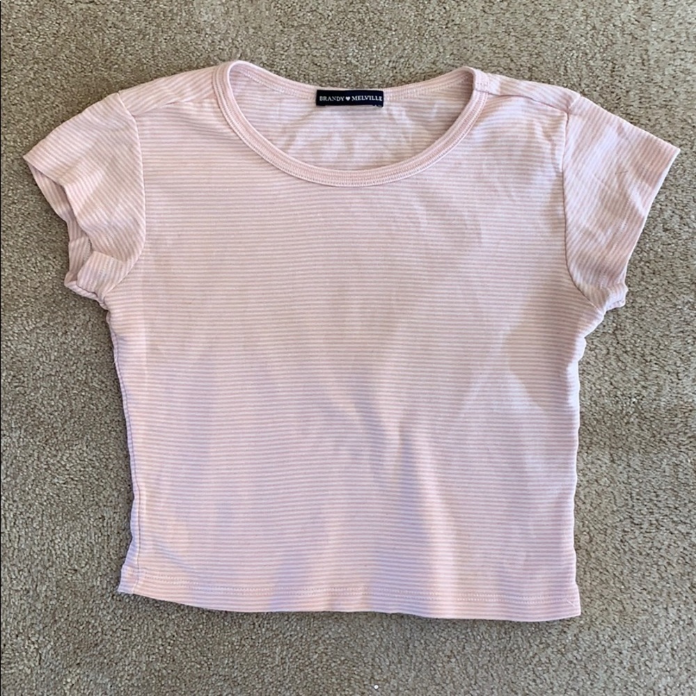 Rare brandy Melville pink and white t shirt